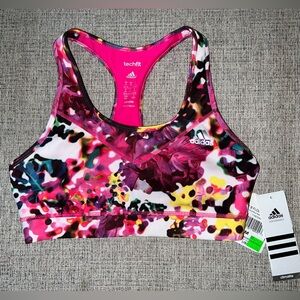 NWT Adidas Performance Sports Bra Techfit Climalite Size Medium Colorful!